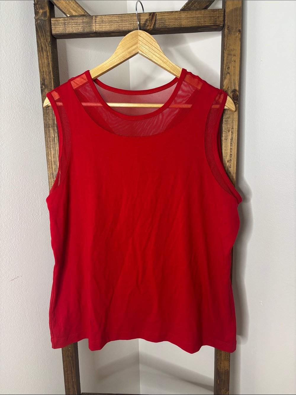 Anatomie Atomic Red Sleeveless Tank with Mesh Yoke Size XL
